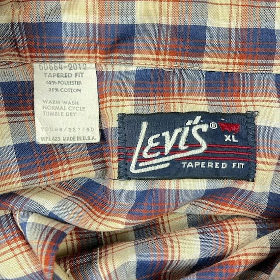 Vintage Levis Tapered Fit Plaid Long Sleeve Shirt… - image 7
