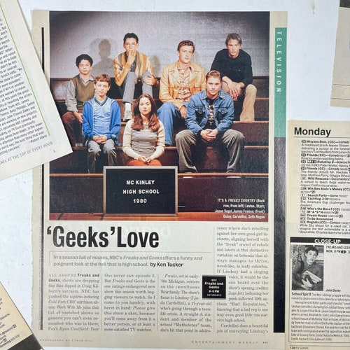 Freaks And Geeks Vintage 1999/2000 NBC retailer Ad Mag Pages TV Guide Fan Clippings Paul Feig Judd Apatow Fox Family