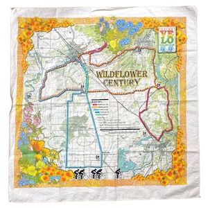 Wildflower Century Chico CA Velo Radfahren Club Rad fahren Karte Vintage Bandana 20 "Paradies Bandana Taschentuch