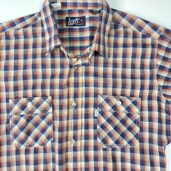 Vintage Levis Tapered Fit Plaid Long Sleeve Shirt… - image 2