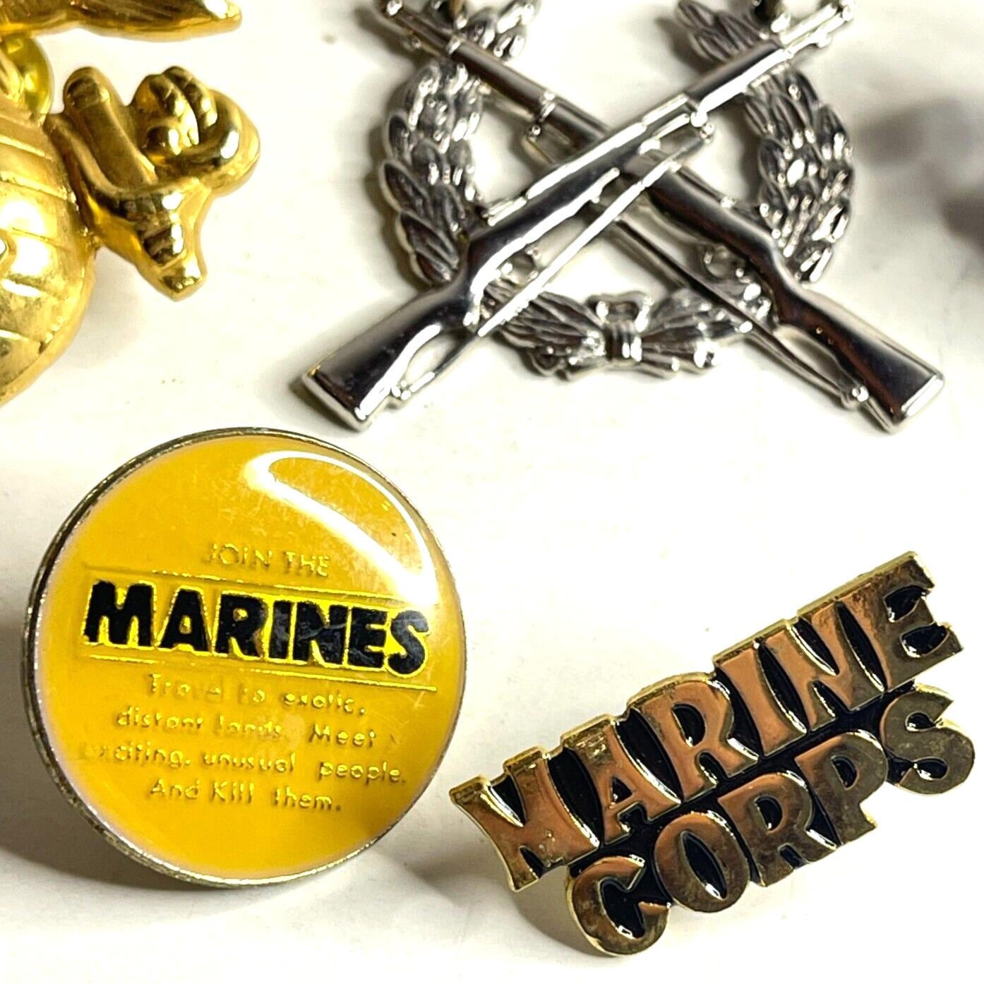USMC US Marine Corps Vintage 6 Pc Pin Badge Lot Rifle Expert