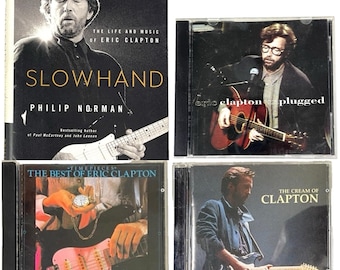 Eric Clapton Slowhand H/c Book  + 3 CD Bundle Timepieces Greatest Hits + Unplugged + Best Cream Of