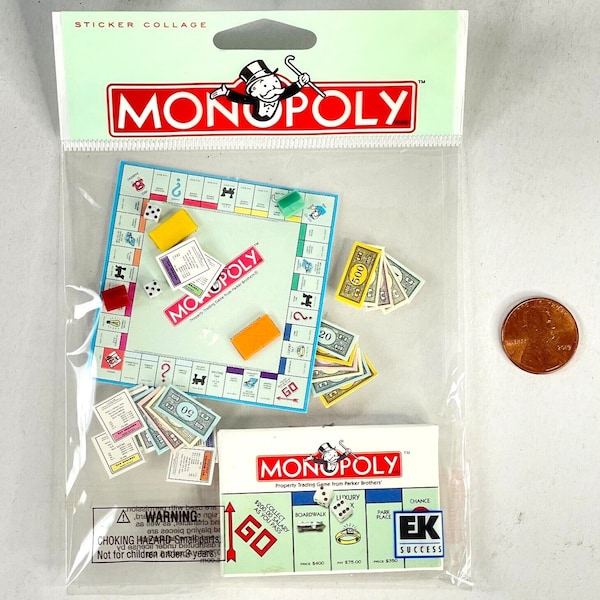 Jolees Boutique Tiny 3D Monopoly vintage Scrapbooking Sticker Collage 2003 Hasbro Scrapbooking Maison de poupée Jeu de société