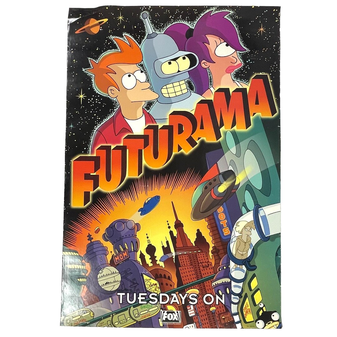 Futurama Vintage Fox Network Promo Poster 27x40 Tuesdays 1999 Matt