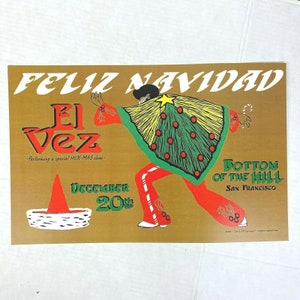 Vintage El Vez Merry MeXmas San Francisco 2001 Concert Poster Mexican Elvis Christmas CA