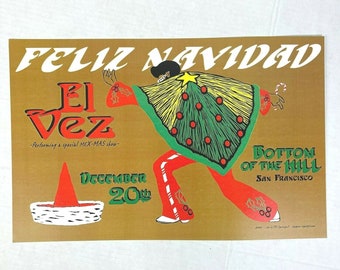 Vintage El Vez Merry MeXmas San Francisco 2001 Concert Poster Mexican Elvis Christmas CA