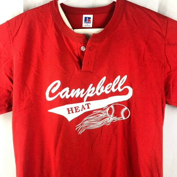 Vintage Campbell CA Heat Henley Baseball Jersey L T-shirt 