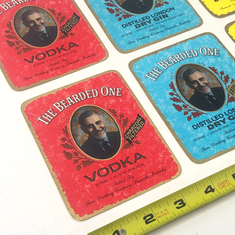 Vintage the Bearded One Vintage Liquor 6 Booze Label Bundle Etsy