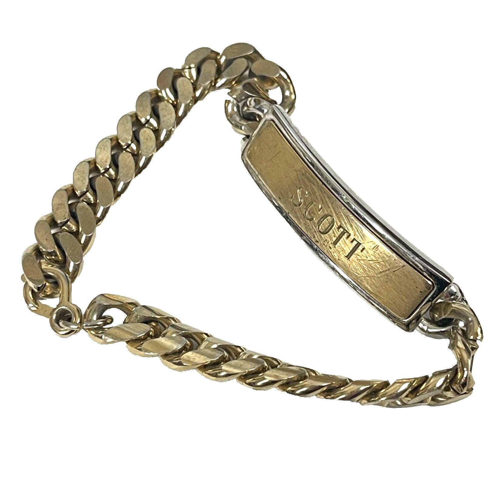SCOTT Personalized Vintage Speidel Engraved ID Bracelet 7.5