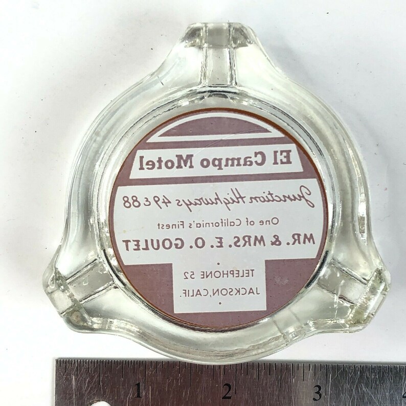 Vintage El Campo Motel Hwy 49/88 Jackson CA Ashtray Glass Etsy