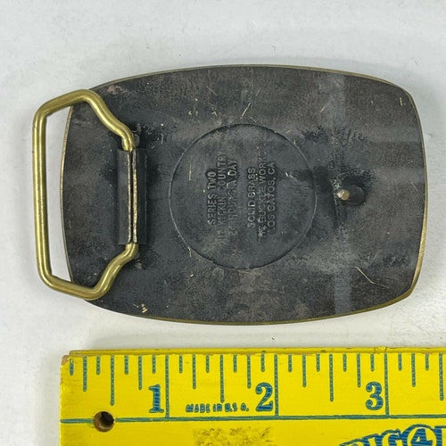Vintage KEEN Country Radio 1370 AM Brass Belt Buckle San Jose Bull Skull 1980s SF Bay shops Area Defunct