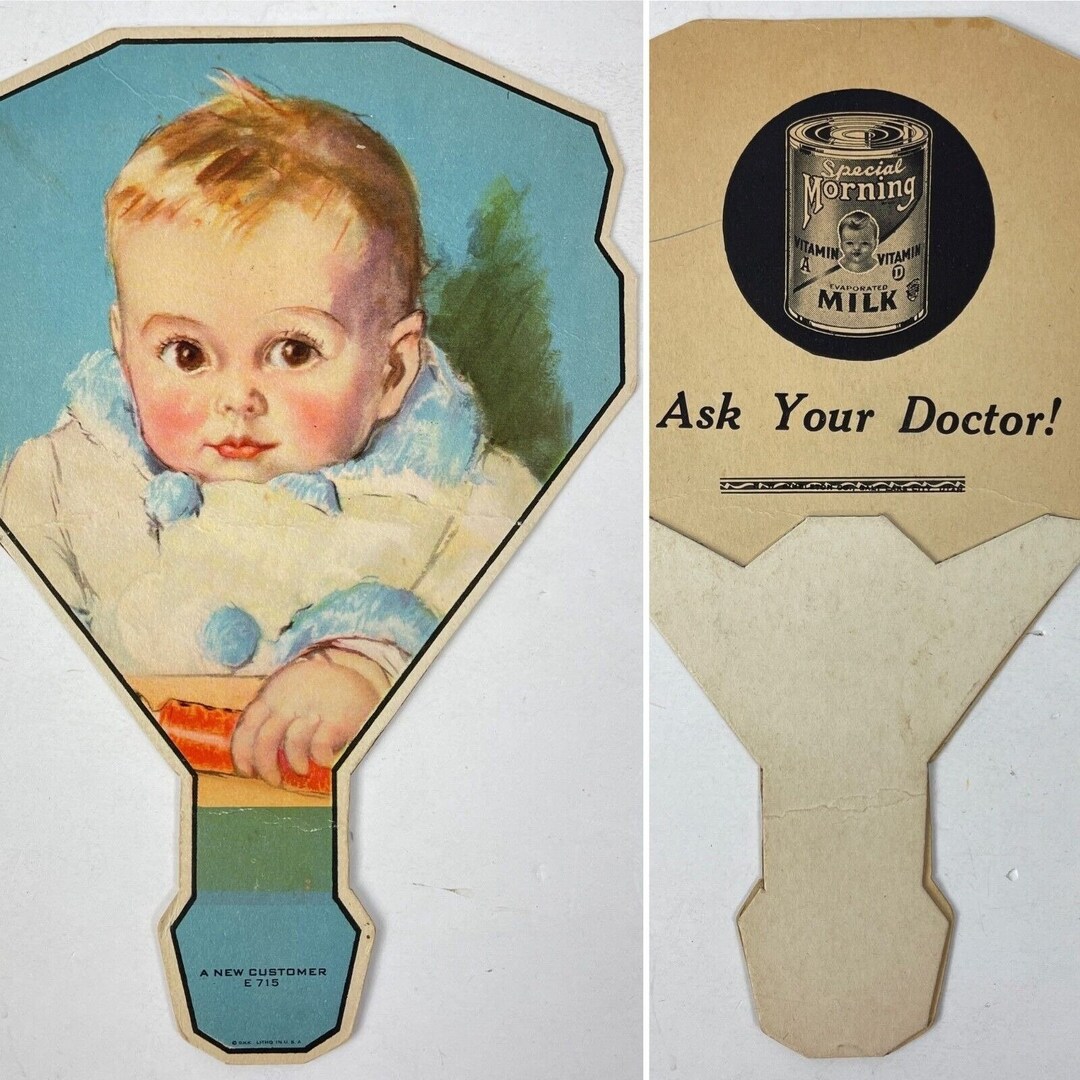Special Morning Evaporated Milk Baby Vintage Advertising Fan Etsy