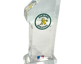 Oakland Athletics A&#39;s Vintage #1 Acrylic Plaque Prism Paperweight SGA Official MLB Baseball