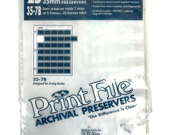 Print File 35mm Negative Strip Vtg Arhival Preservers 35-7B For 3-Ring Binder USA 90s NOS