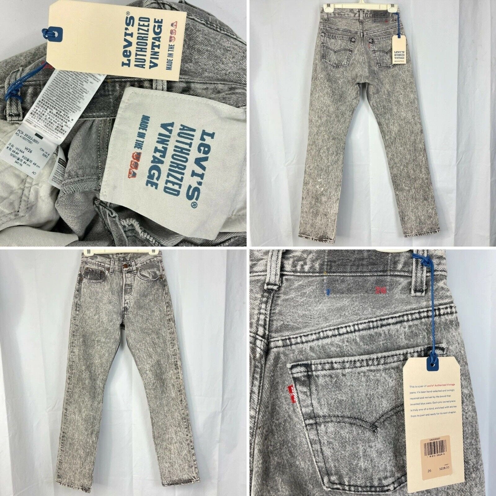 Levis Authorized Vintage 501 Acid Wash Gray Denim Jeans 26 X - Etsy Finland