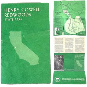 Henry Cowell Redwoods State Park Vintage Kartenbroschüre Felton California Abteilung für Parks und Freizeit