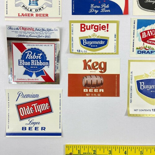 Vintage 14 Beer Label Bundle shops '60s Burgie PBR ABC Rex 102 Steinbrau Einbock Keg Midcentury Deadstock Collage