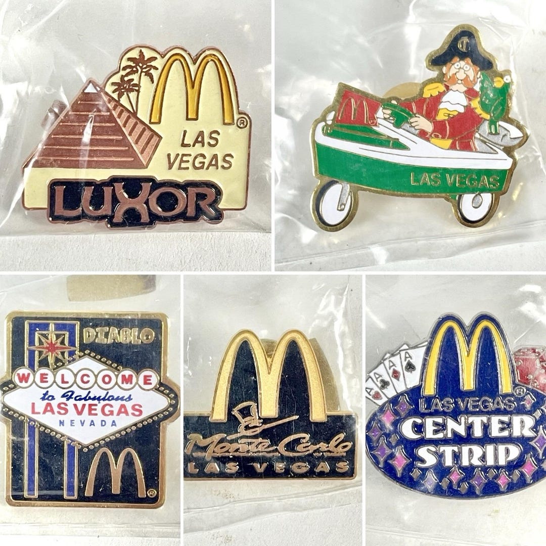 Las Vegas Mcdonalds 5 Vintage Employee Hat Lapel Pin Lot Luxor Monte ...