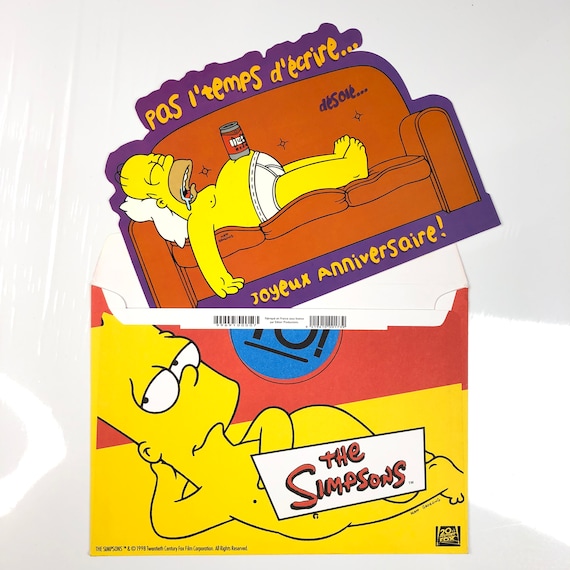 Vintage The Simpsons 1998 Happy Birthday Homer Couch Large Etsy