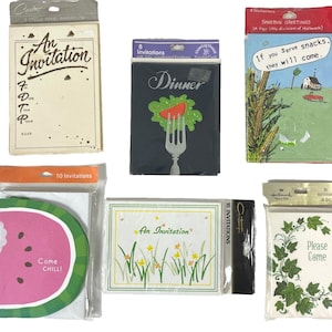 Invitaciones para fiesta vintage Hallmark, 6 juegos, 52 invitaciones + cenas informales con aperitivos de los 90
