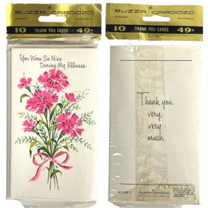 Buzza Cardozo Vous avez été si gentil pendant ma maladie Cartes de remerciement VTG 10 avec Evps