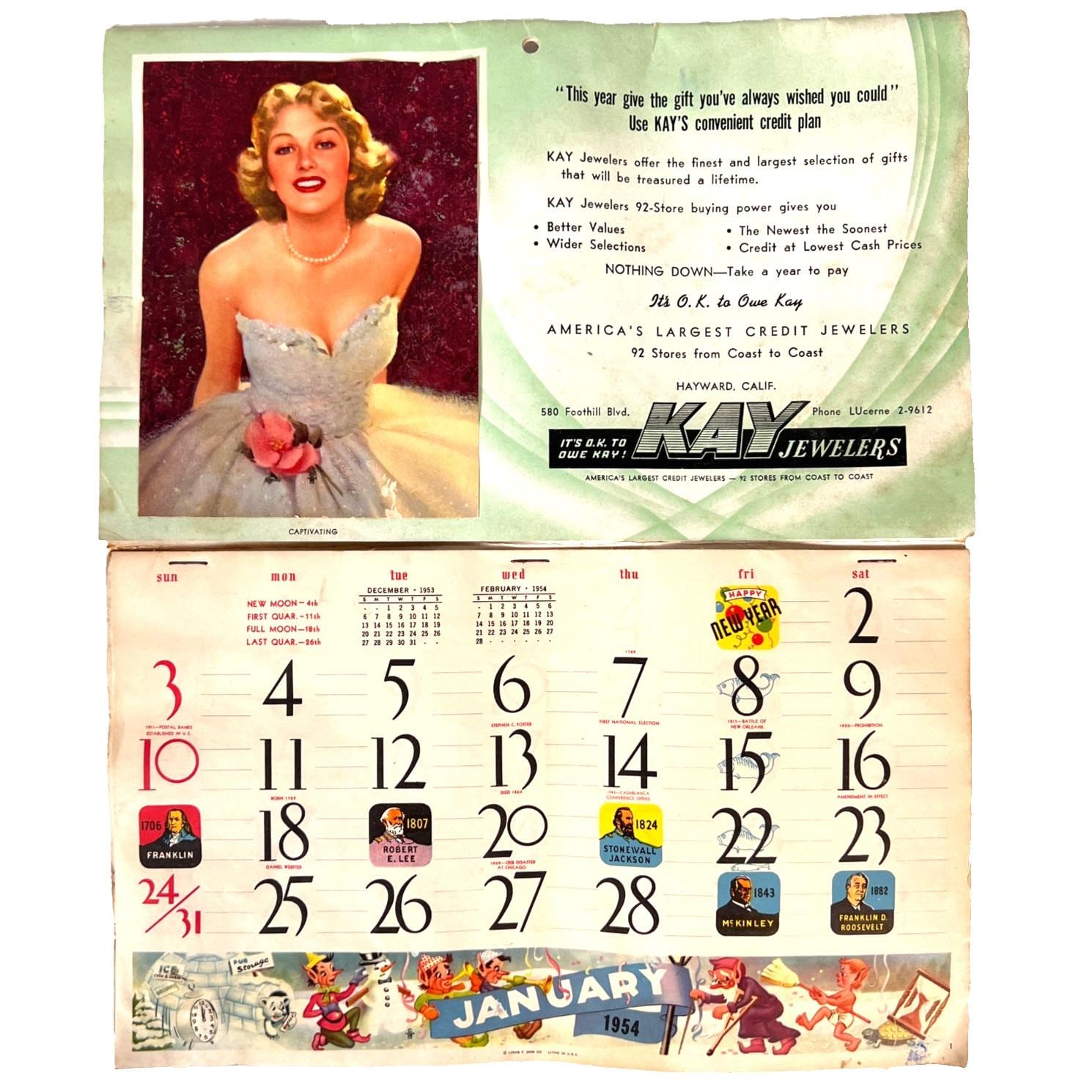1954 Calendar - Etsy