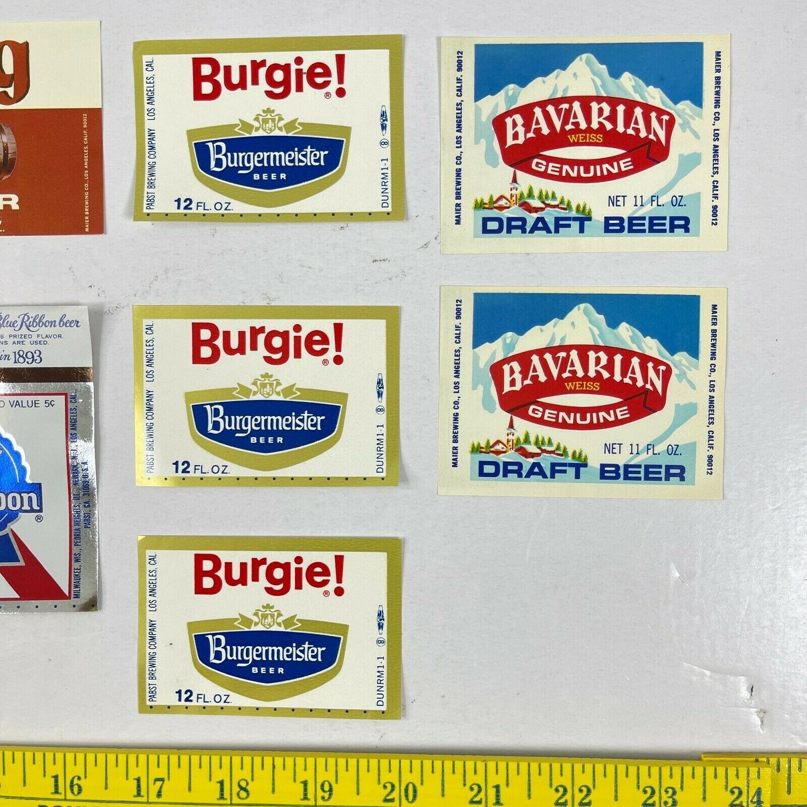Vintage Beer Label Bundle 1960s PBR Keg Bavarian Weiss