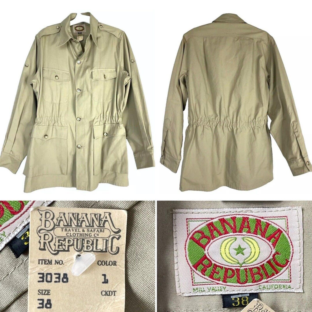 Banana Republic Vintage Khaki Safari Jacket 38 Mens 47x32 W Banana Republic Vintage Khaki Safari Jacket 38 Mens 47x32 W