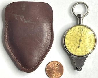 Opisometr mil morskich, zabytkowy krzywoliniowy miernik mapy nawigacyjnej z etui Mariner Skipper Meilograph Curvimeter