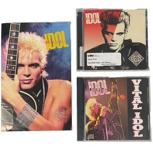Billy Idol Vintage 1988 Fan Merch Catalog + 2 CDs Hits CD Bundle Very Best Greatest + Vital Idol 1987