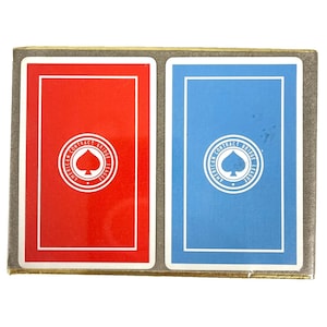 Congress American Contract Bridge League Vintage Playing Cards Double Deck Cel-U-Tone Blue + Red Spade Logo