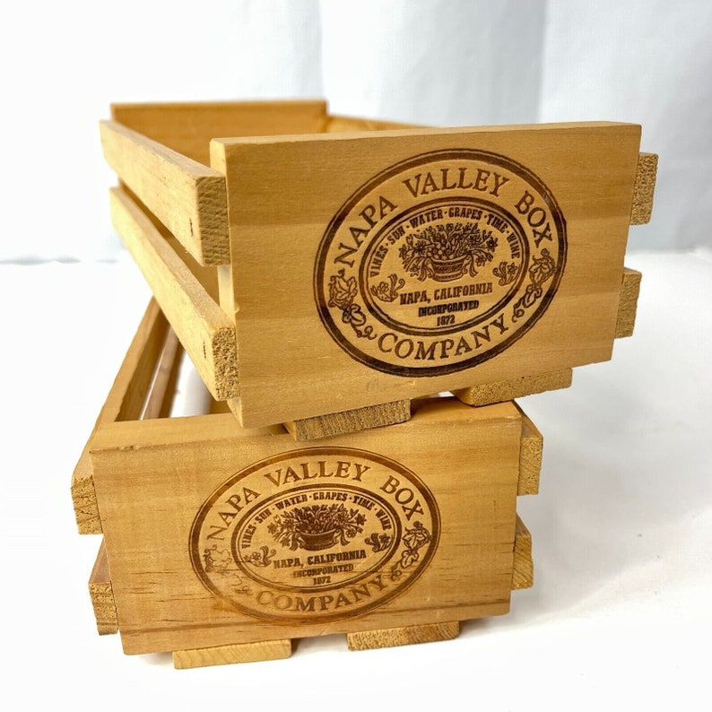 Napa Valley Box Company Fido 2 Vtg Wood Cassette Tape Storage Crates