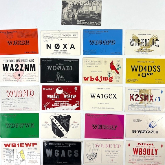アマチュア無線ヴィンテージ QSL カード 21 USA バンドル 1970