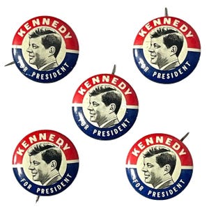 Kennedy For President 5 Vintage JFK 1960 Election Campaign Buttons 1 Inch Democrat