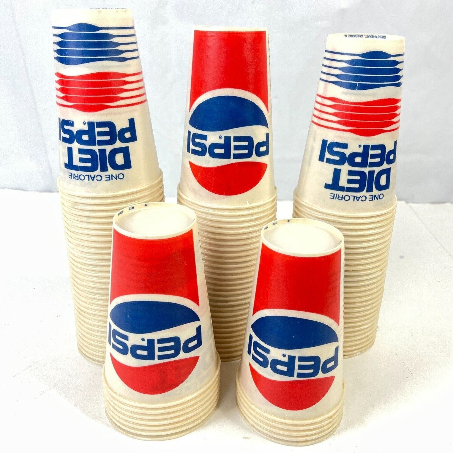 Pepsi Diet Vintage Wax Paper Cups 100 Pack 1980s Sweetheart Cold Drink ...