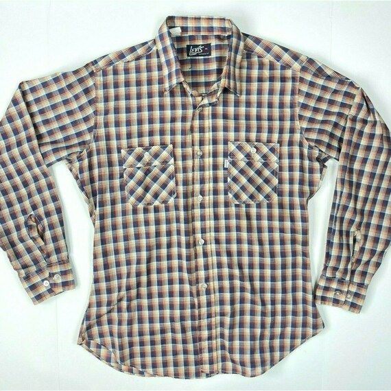 Vintage Levis Tapered Fit Plaid Long Sleeve Shirt… - image 3