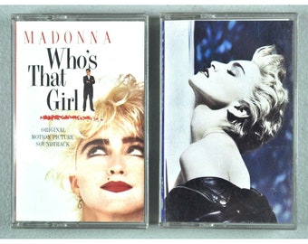 Madonna True Blue + Who&#39;s That Girl? 2 Cassette Tape Bundle 1986-1987 Papa Don&#39;t Preach Movie Soundtrack