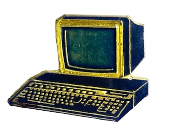 Computer PC Vintage Computing Enamel Lapel Pin Badge Terminal Obsolete Technology Office