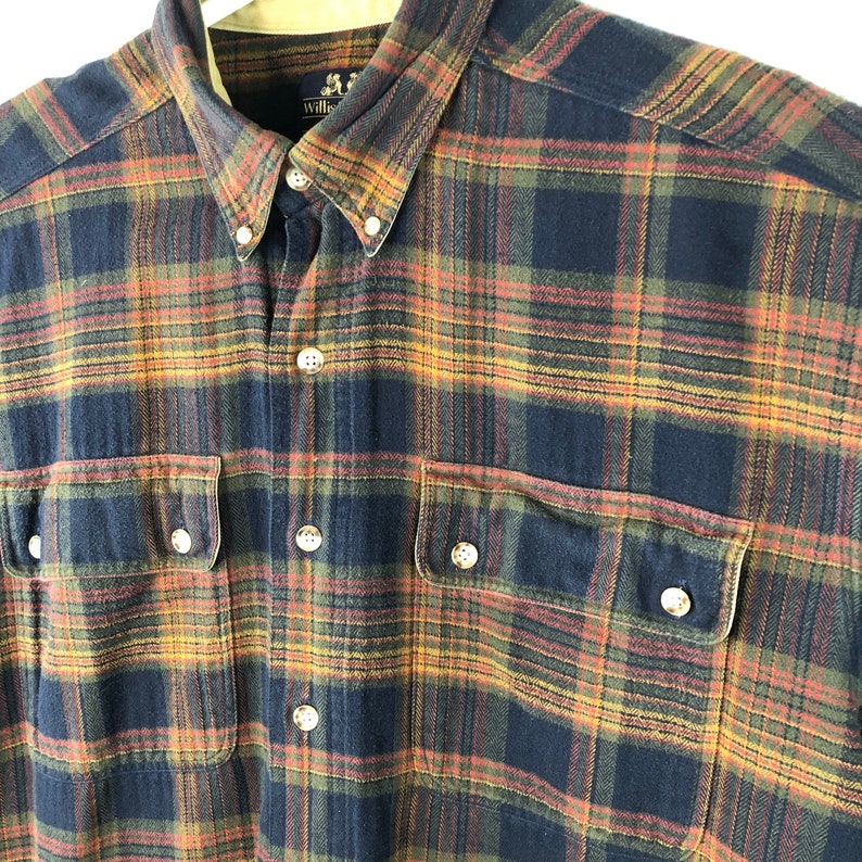 Vintage 90s Willis & Geiger Plaid Flannel LT Button Down Shirt | Etsy