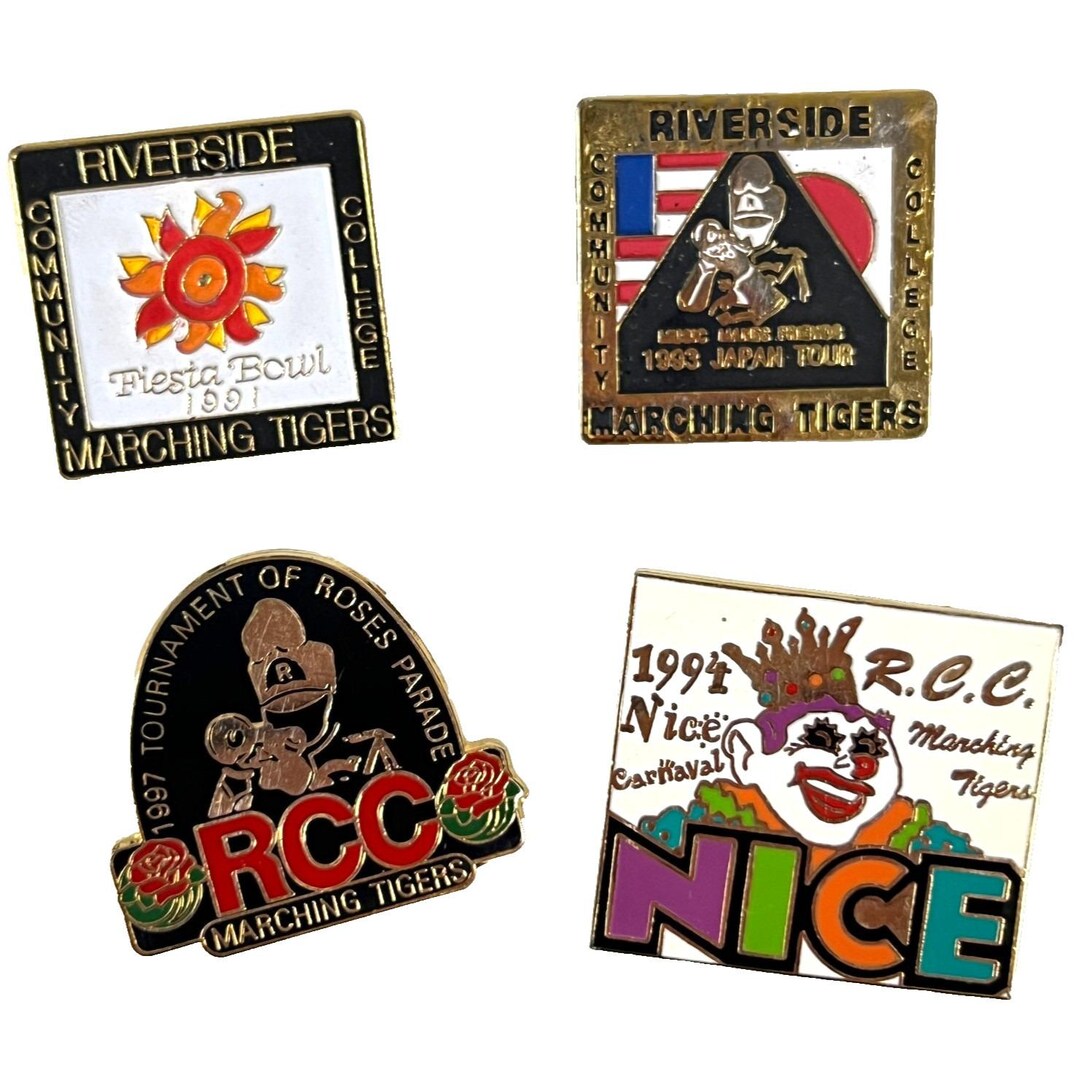 RCC Riverside Marching Tigers Band 4 Vtg Lapel Pin Lot Roses Japan ...