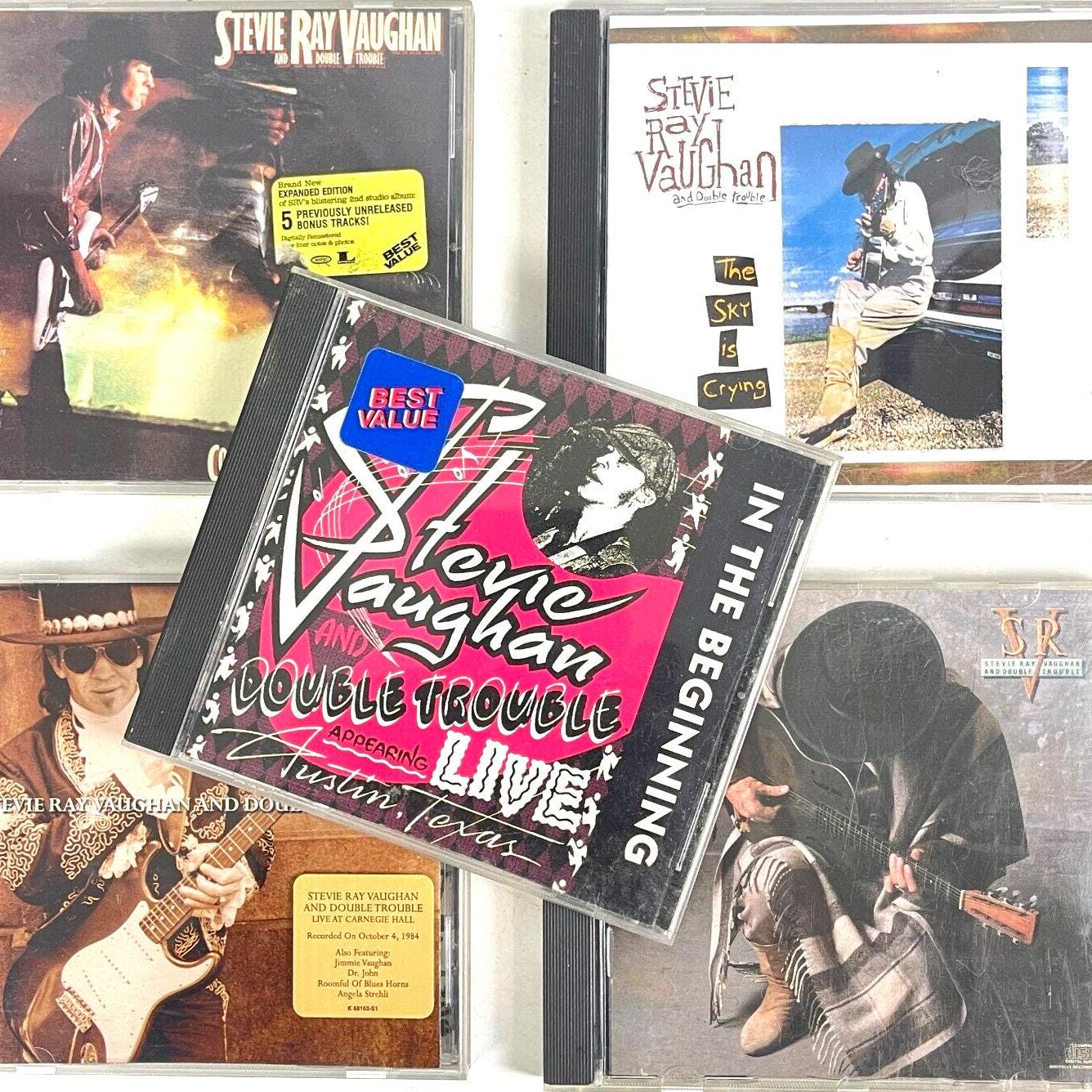 Stevie Ray Vaughan Double Trouble 5 CD Bundle Step By Sky Crying Live Beginning Austin Carnegie Hall Stand Weather