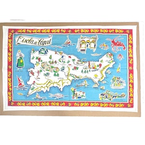 Paño de cocina vintage de 22 x 33 cm con diseño de isla del mar Mediterráneo de L'isola di Capri, Italia