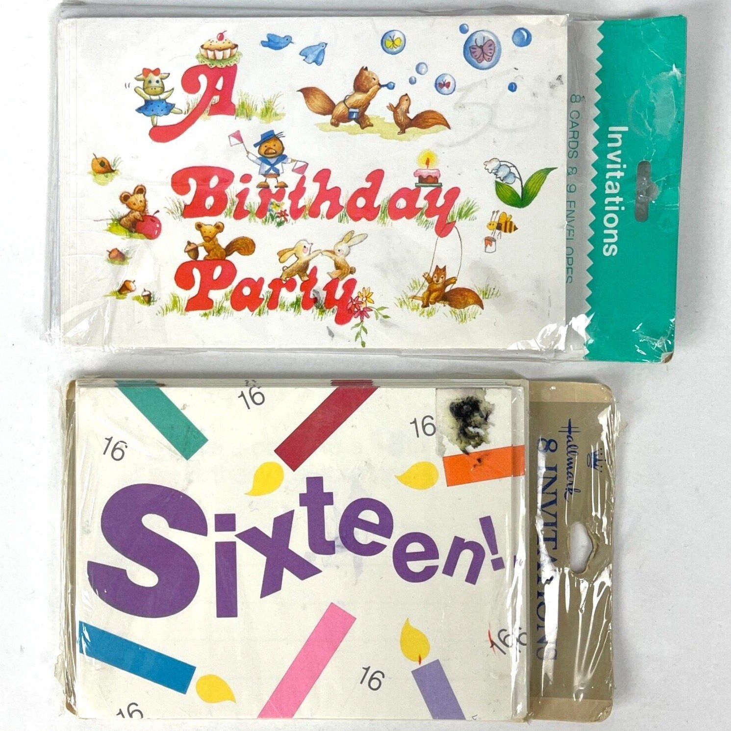 Happy Birthday Sixteen 16th Vintage Invitation Cards 2 Packs 16 Invites + Evps