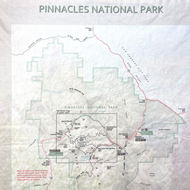 Pinnacles National Park Map Finest Micro Fiber Bandanna Handkerchief ...