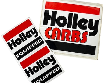 Holley Equipped + Carbs 3 Vintage Sticker Bundle Hot Rod Drag Racing Decals Carburetor NASCAR