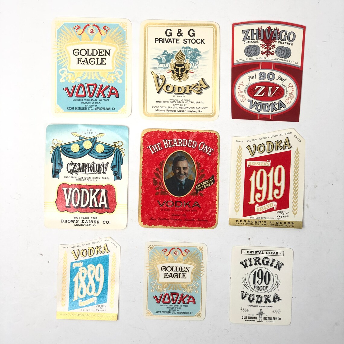 Vintage Vodka Vintage Liquor 9 Booze Label Bundle Czarkoff Etsy