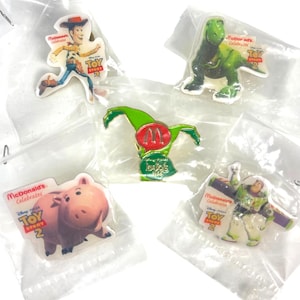 Toy Story 2 Bugs Life 5 Vintage McDonalds Employee Lapel Pin Lot Pixar Disney 90s Promos