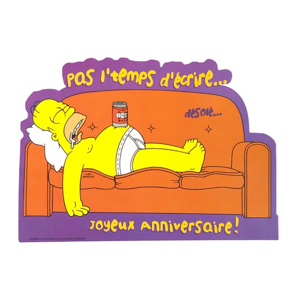 Vintage The Simpsons 1998 Happy Birthday Homer Couch Large Etsy