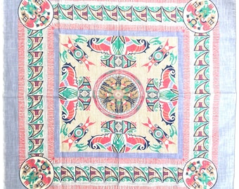 Tribal Indigenous Southwest Vintage Bandanna Handkerchief 22&quot; Scarf Poly Cotton USA