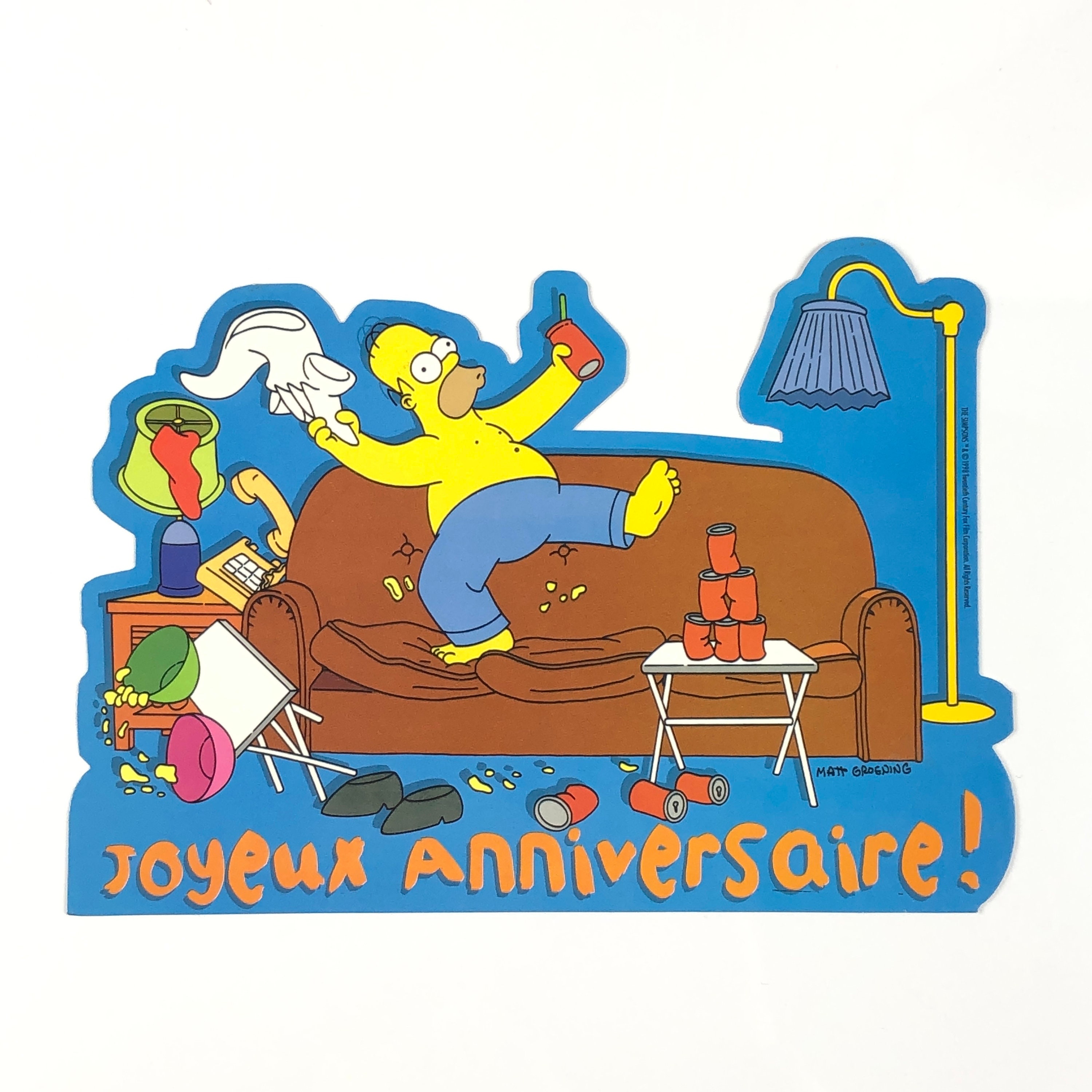 Vintage The Simpsons Homer Couch Happy Birthday 1998 Large Etsy Singapore